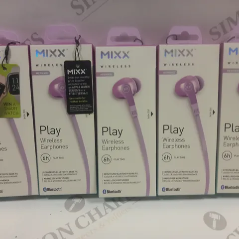 LOT OF 5 BOXED AS NEW MIXX WIRELESS MERMAID EARPHONES IN PINK 