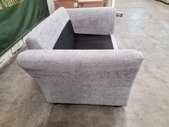 QUALITY DESIGNER 2 SEATER SOFA - LIGHT GREY CHUNKY WEAVE FABRIC 