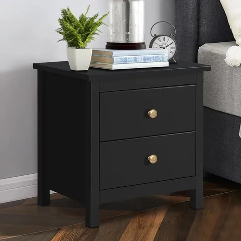 BOXED 2 DRAWER CHEST OF DRAWERS IN BLACK (1 BOX)