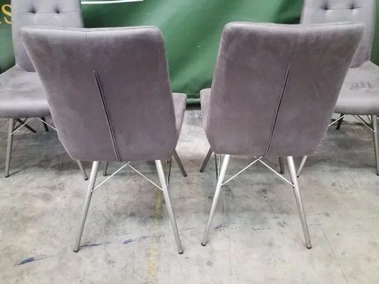 SET OF 5 GREY FABRIC DINING CHAIRS 