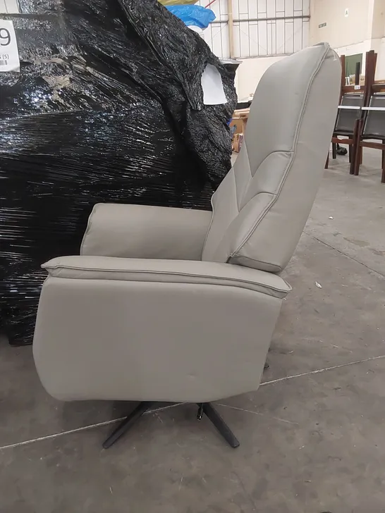 DESIGNER LEATHER UPHOLSTERED ELECTRIC RECLINER SWIVEL CHAIR 