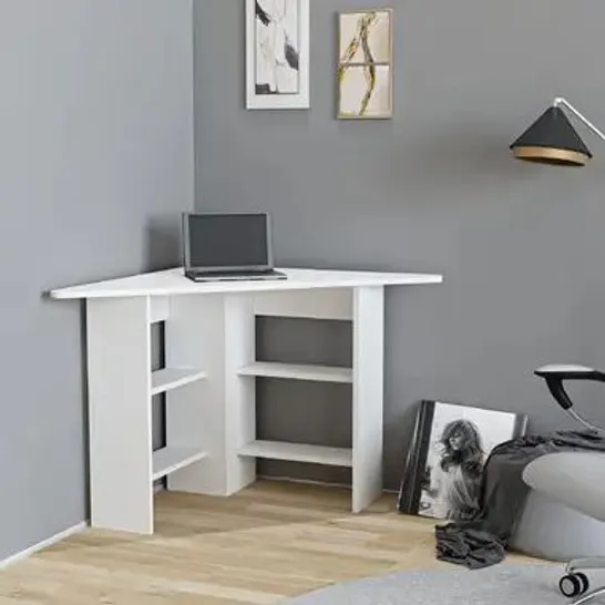 BOXED CORNER COMPUTER DESK WHITE 