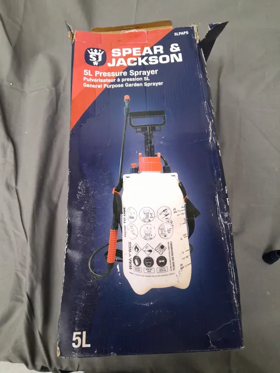 boxed spear and Jackson 5l garden pressure sprayer