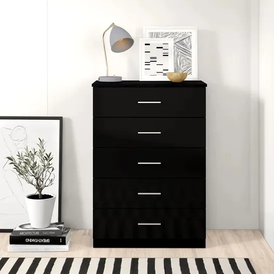 EVA 5 DRAWER 70CM CHEST OF DRAWERS BLACK