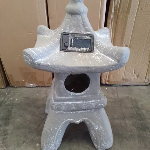 2 BOXES CONTAINING CERAMIC LED SOLAR PAGODA ORNAMENTS