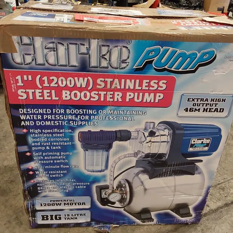 BOXED CLARKE 1" (1200W) STAINLESS STEEL BOOSTER PUMP