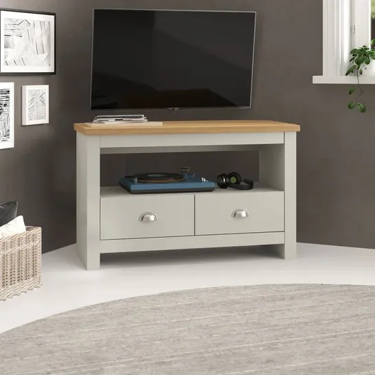 BOXED LORETTA LANCASTER TV STAND FOR TVS UP TO 42" GREY