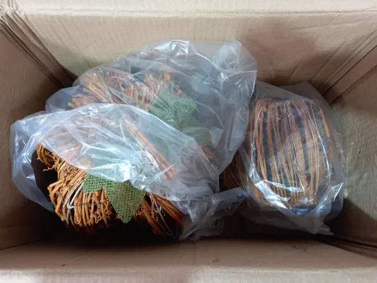 HEAVEN SENDS 2 WICKER PUMPKINS WITH LIGHTS - NATURAL RRP £49.99