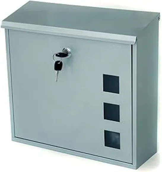 BOXED MILANO WALL MOUNTED GALVANISED STEEL WEATHERPROOF LOCKABLE POST BOX - WHITE