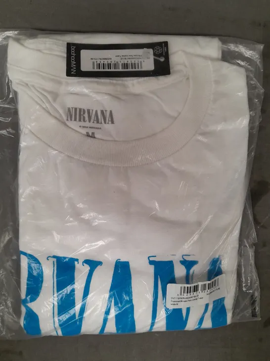 BOOHOO MAN OVERSIZED NIRVANA FACE LICENSE T-SHIRT IN WHITE SIZE MEDIUM