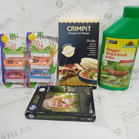 BOX OF APPROXIMATELY 10 ASSORTED ITEMS TO INCLUDE - CRIMPIT, PHOTO PAPER, SNAIL KILLER ETC