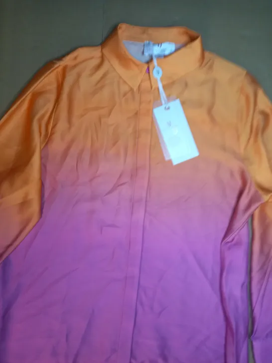 FOREVER UNIQUE OMBRE SATIN BLOUSE IN ORANGE UK SIZE 6