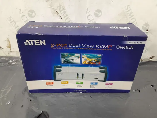 BOXED ATEN CS1742 2-PORT DUAL-VIEW KVMP SWITCH