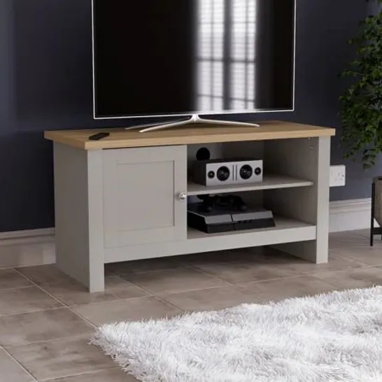 BOXED ARLINGTON TV STAND FOR TV'S UP TO 50" - GREY & OAK (1 BOX)