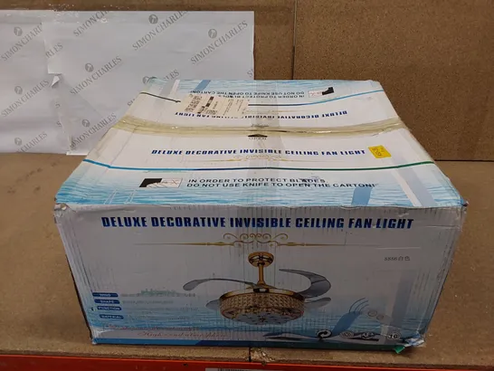 BOXED DELUXE DECORATIVE INVISIBLE CEILING FAN LIGHT (1 BOX)