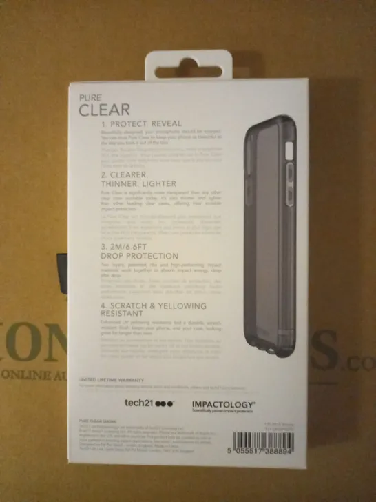 LOT OF APPROXIMATELY 100 BRAND NEW BOXED TECH 21 PURE CLEAR CASE WITH 6.6FT DROP PROTECTION FOR IPHONE X T21-5935 SMOKE 