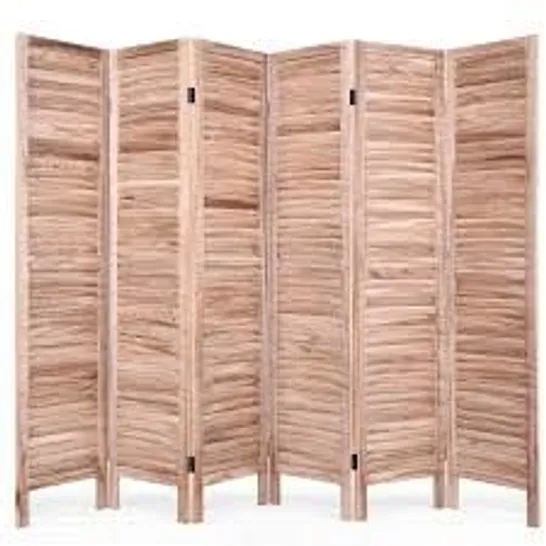 BOXED COSTWAY 6 PANELS CLASSIC VENETIAN WOODEN SLAT ROOM SCREEN - BROWN