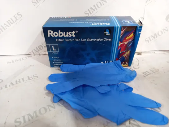 APPROXIMATELY 1000 AURELIA ROBUST NITRILE POWDER FREE BLUE EXAMINATION GLOVES - LARGE