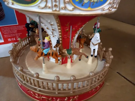 CHRISTMAS TURNING CAROUSEL SCENE WITH LED LIGHTS