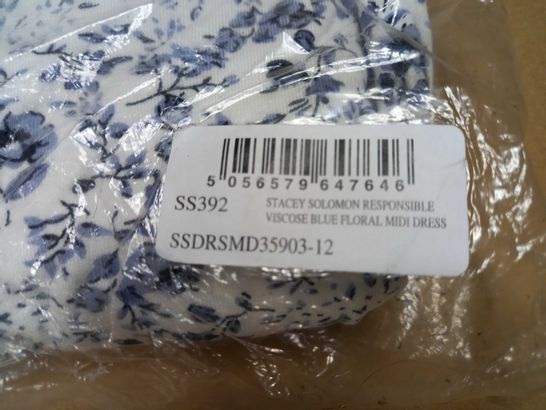 PACKAGED IN THE STYLE STACEY SOLOMON VISCOSE BLUE/FLORAL MIDI DRESS - SIZE 12