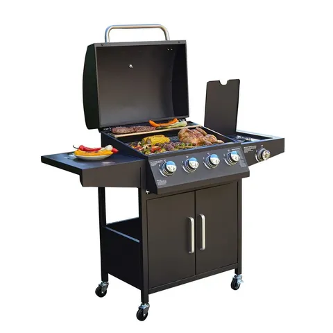 BOXED NEO GAS BBQ GRILL 4 + 1 BURNER SIDE STAINLESS & COVER (1 BOX) - COLLECTION ONLY