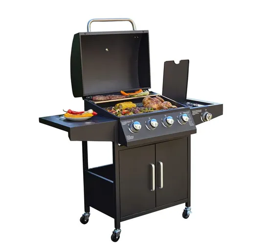 BOXED NEO GAS BBQ GRILL 4 + 1 BURNER SIDE STAINLESS & COVER (1 BOX) - COLLECTION ONLY