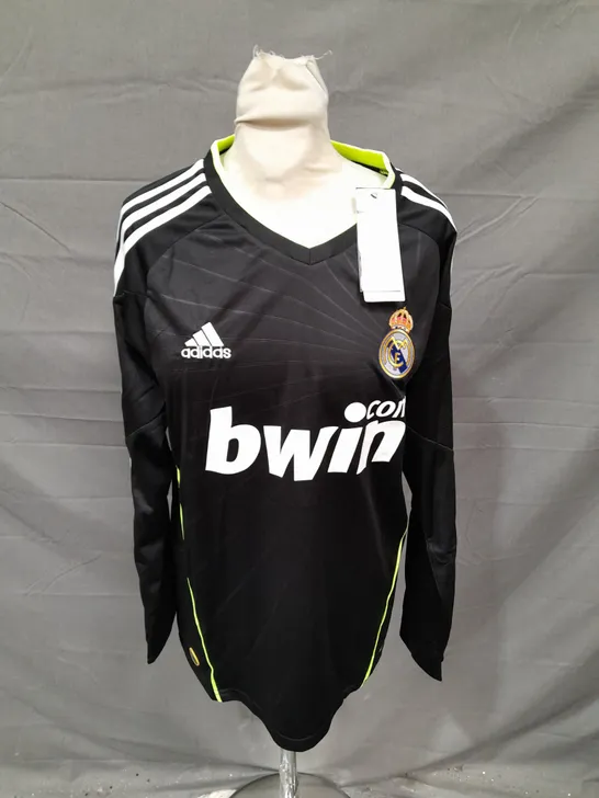 ADIDAS REAL MADRID BLACK LONG SLEEVE SHIRT - RONALDO 7 - SMALL