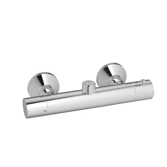 BOXED FLOW THERMOSTATIC ROUND BAR SHOWER VALVE TOP OUTLET