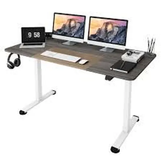 BOXED COSTWAY GREY ADJUSTABLE COMPUTER DESK WITH HEADPHONE HOOK