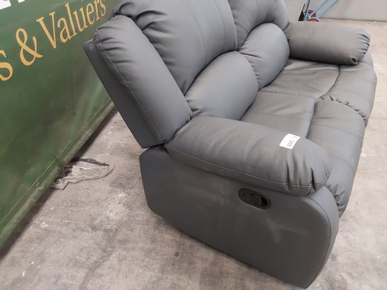 DESIGNER MANUAL RECLINING TWO SEATER SOFA GREY LEATHER 