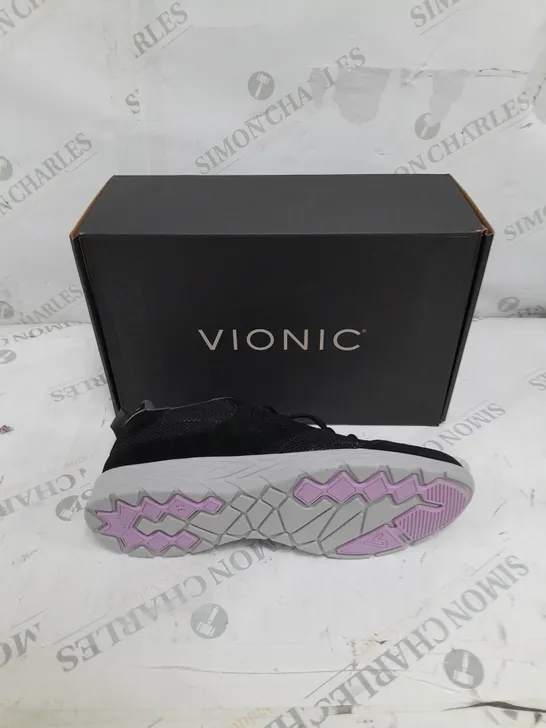 BOXED PAIR OF VIONIC BLACK MESH TRAINER SIZE 6