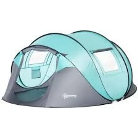 BOXED OUTSUNNY 4 MAN POP UP TENT - BLUE & GREY (1 BOX)