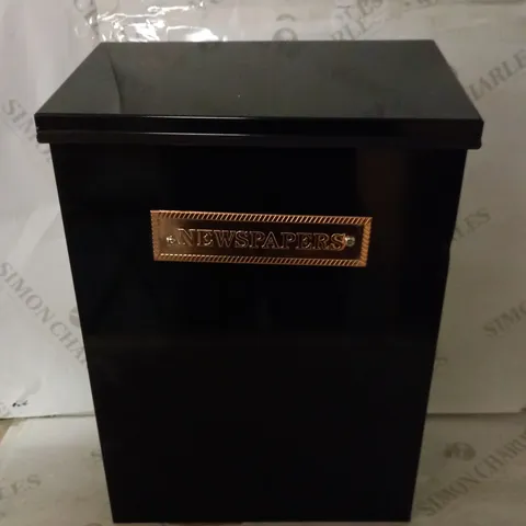 STERLING THAMES STEEL NEWSPAPER BOX - BLACK/ROSEGOLD