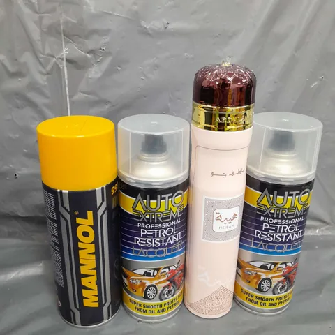 APPROXIMATELY 12 ASSORTED AEROSOLS TO INCLUDE RUST DISSOLVER , PETROL RESISTANT , AIR FRESHENER , ETC 