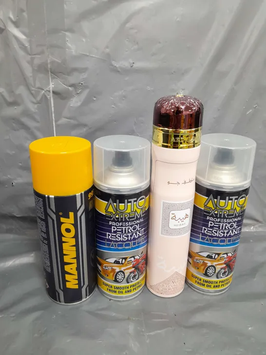 APPROXIMATELY 12 ASSORTED AEROSOLS TO INCLUDE RUST DISSOLVER , PETROL RESISTANT , AIR FRESHENER , ETC 