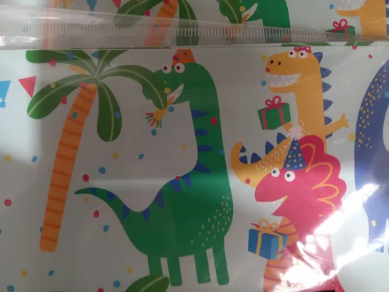 LOT OF LARGE QUANTITY OF DINOSAUR GIFTWRAP & TAGS