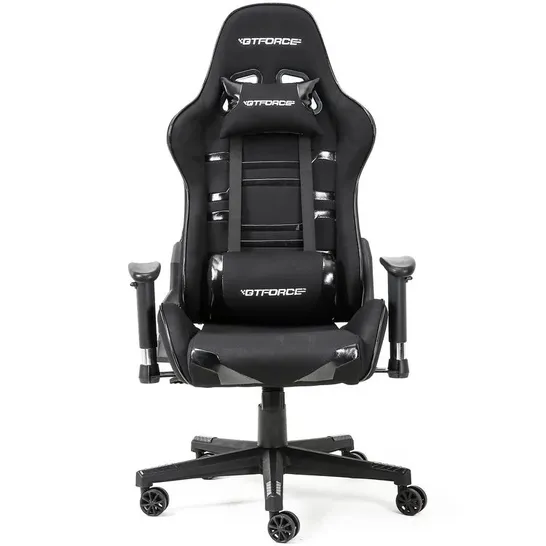 BOXED GT FORCE EVO CT LEATHER RACING SPORTS OFFICE CHAIR IN BLACK (1 BOX)