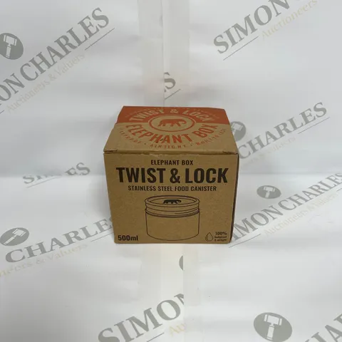 ELEPHANT BOX TWIST AND LOCK STAINLESS STEEL FOOD CANISTER 500ML