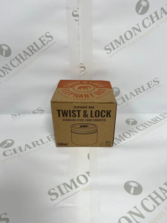 ELEPHANT BOX TWIST AND LOCK STAINLESS STEEL FOOD CANISTER 500ML