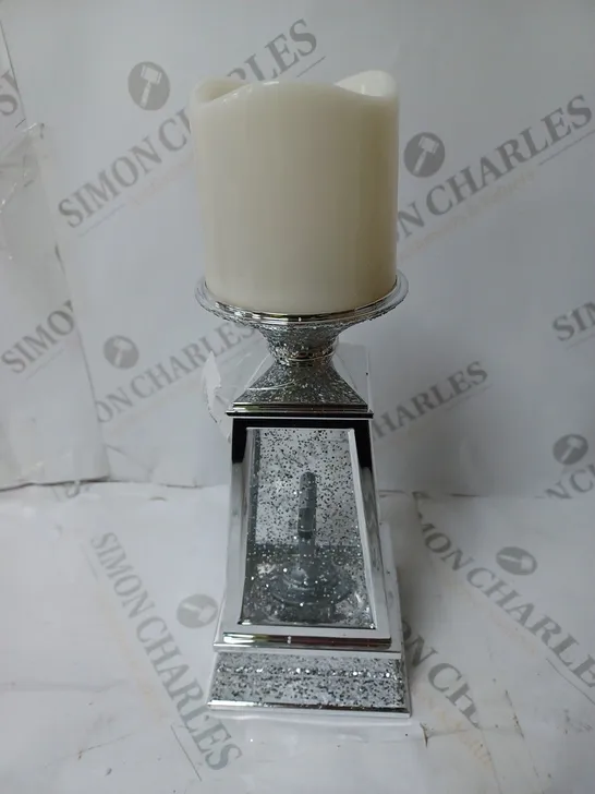 BOXED JM BY JULIEN MACDONALD FLAMELESS CANDLE HOLDER WITH SWIRLING GLITTER