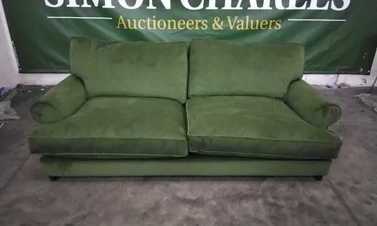 QUALITY DESIGNER LOUNGE CO 4 SEATER SOFA IN MOSS GREEN VELVET