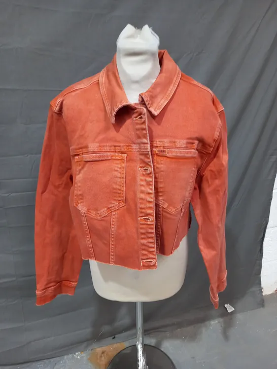 GUESS CLAY ORANGE CROPPED JACKET - M