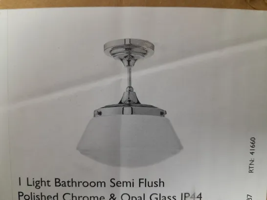 BOXED DAR LIGHTING CADEN 1-LIGHT BATHROOM SEMI FLUSH POLISHED CHROME & OPAL GLASS IP44 