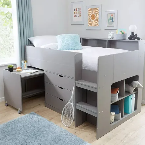 BRAND NEW BOXED ASPEN GREY-OAK MIDSLEEPER BED (4 BOXES)