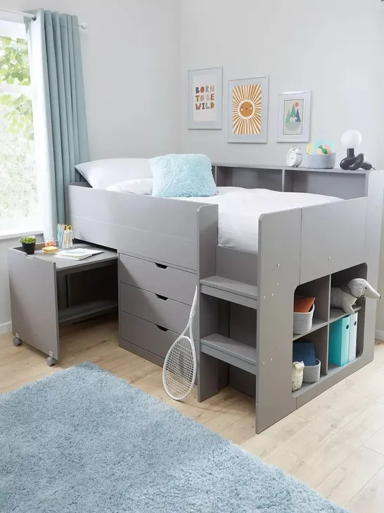 BRAND NEW BOXED ASPEN GREY-OAK MIDSLEEPER BED (4 BOXES)