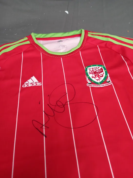 WALES FC HOME SHIRT - SIGNED BY ASHLEY WILLIAM -