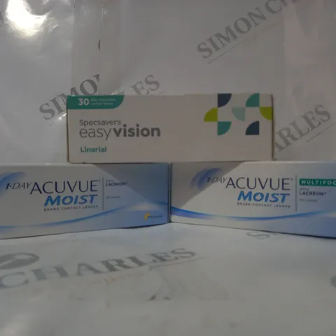 APPROXIMATELY 20 ASSORTED HOUSEHOLD ITEMS TO INCLUDE ACUVUE CONTACT LENSES, EASY VISION CONTACT LENSES, ETC