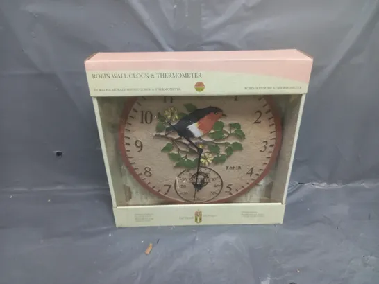 ROBIN WALL CLOCK & THERMOMETER 