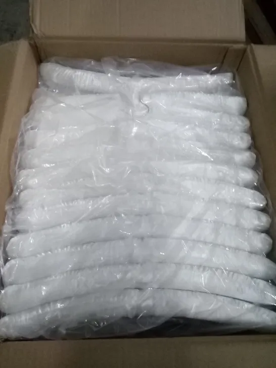 PALLET OF ASSORTED BOXED WHITE HANGERS 