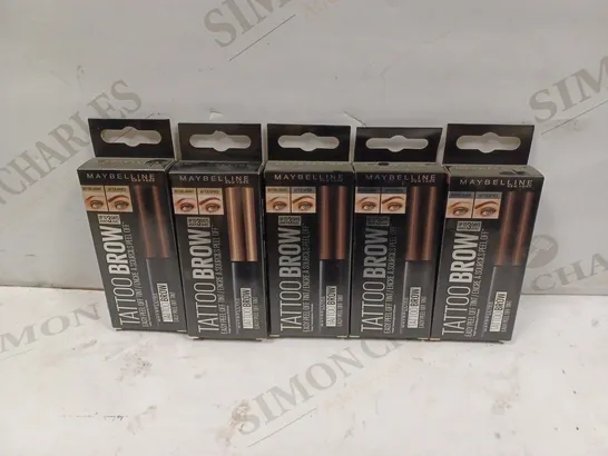 5 X MAYBELLINE NEW YORK TATTOO BROW PEEL OFF EYEBROW GEL TINT, SEMI-PERMANENT COLOUR, WATERPROOF, COLOUR: WARM BROWN